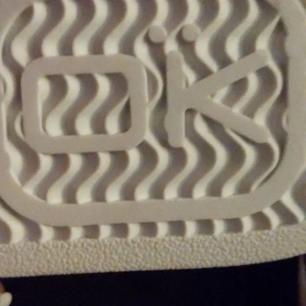 OK white faux leather sneakers, white laces, animal print heel yoke,   8.5 - Picture 7 of 8